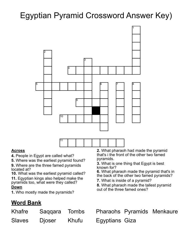 Egyptian Pyramid Crossword Answer Key)