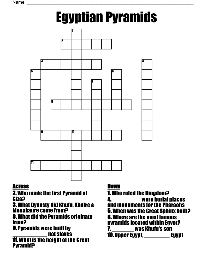 Egyptian Pyramids Crossword
