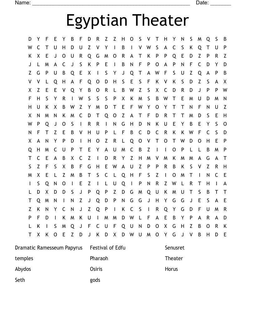Egyptian Theater Word Search