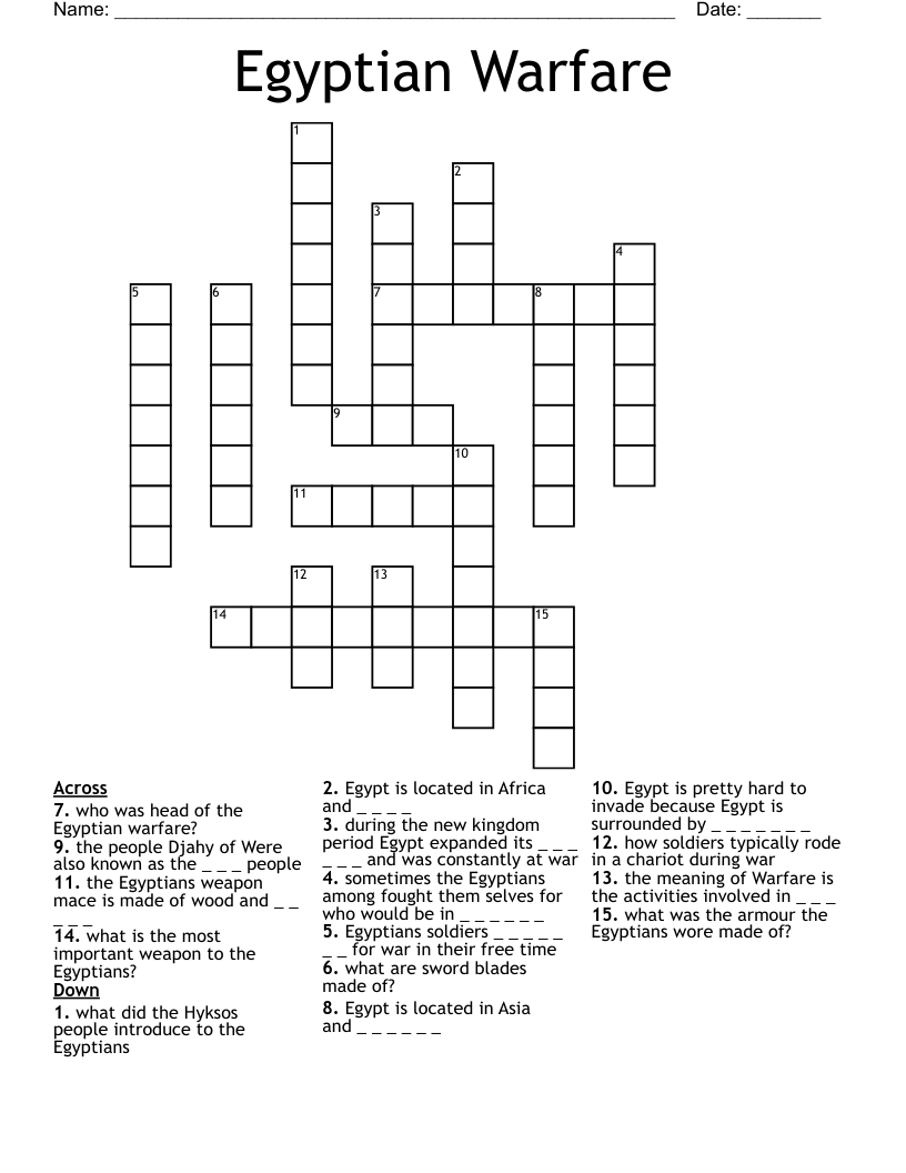 Egyptian Warfare Crossword