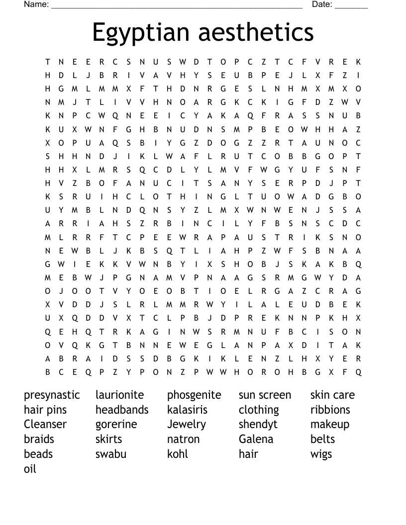 Egyptian aesthetics Word Search