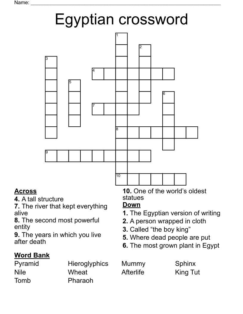 Egyptian crossword