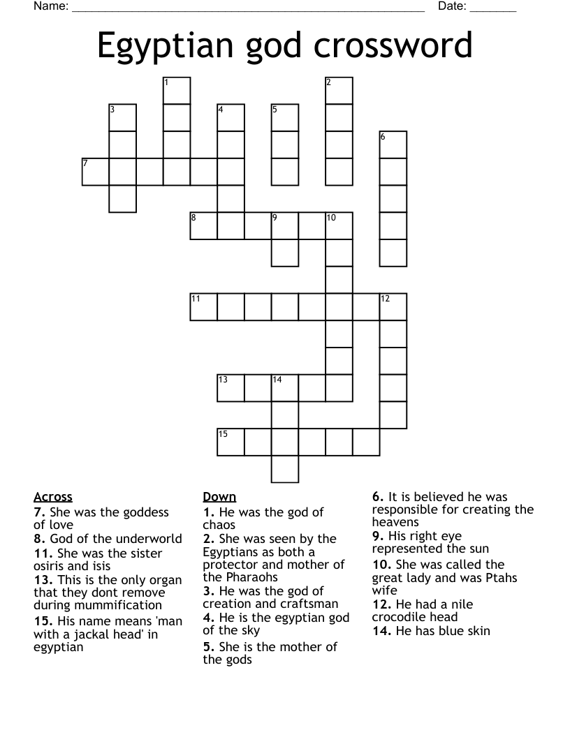 Egyptian god crossword