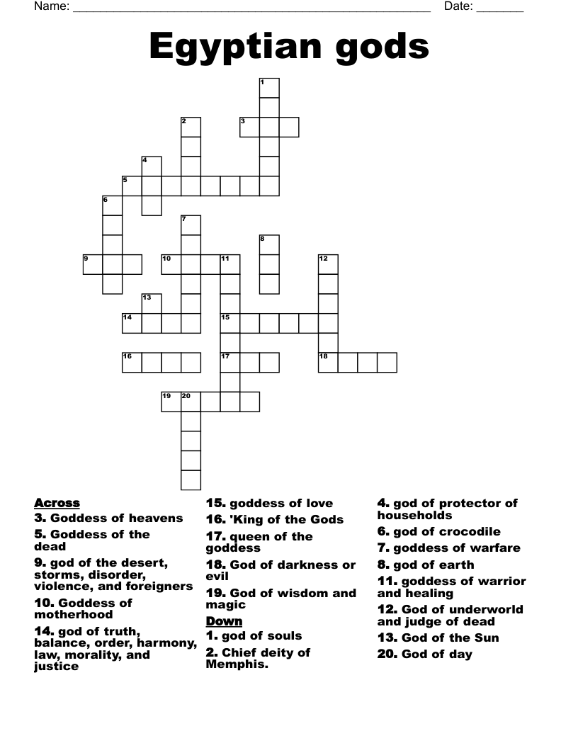 Egyptian gods Crossword