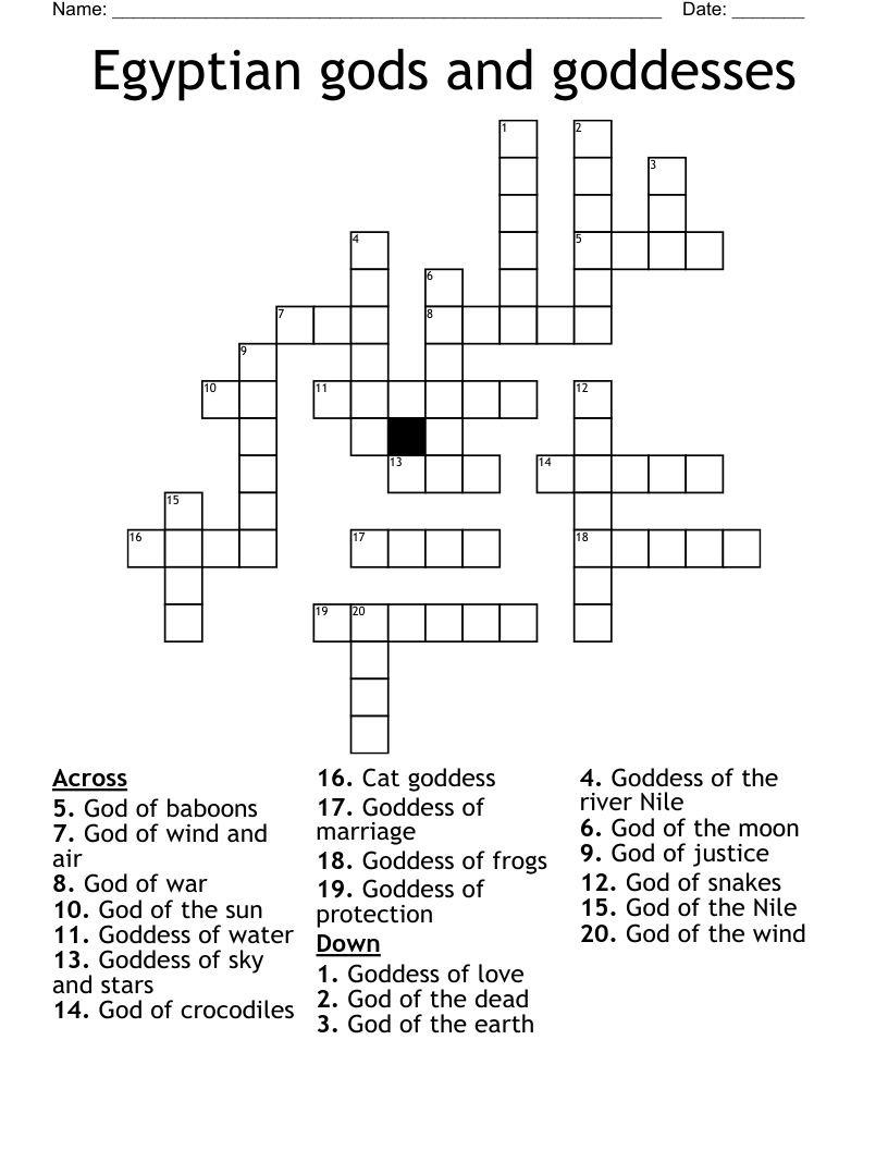 Egyptian gods and goddesses Crossword