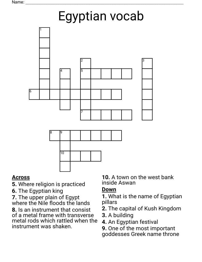 Egyptian vocab Crossword