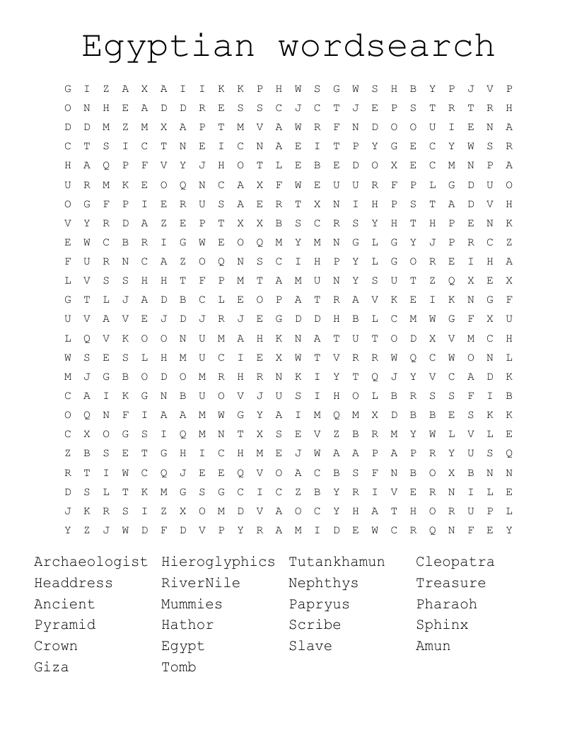 Egyptian wordsearch
