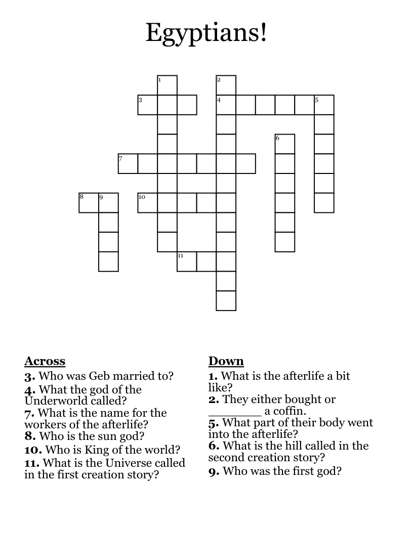 Egyptians! Crossword