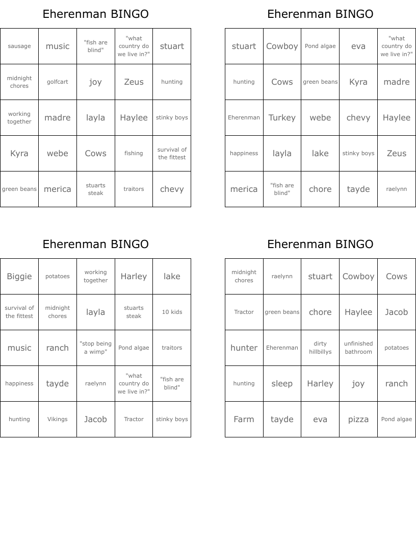 Eherenman BINGO