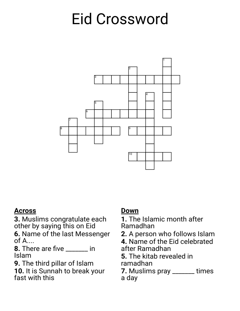 Eid Crossword