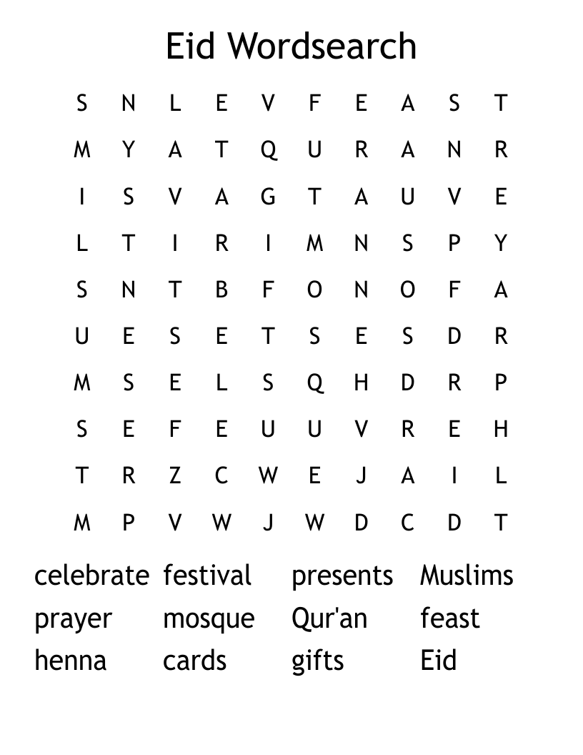 Eid Wordsearch