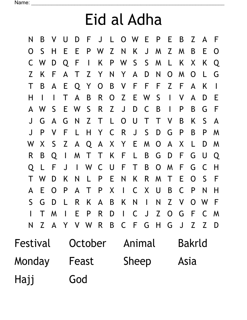 Eid al Adha Word Search