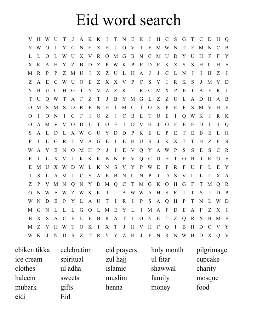 Eid word search