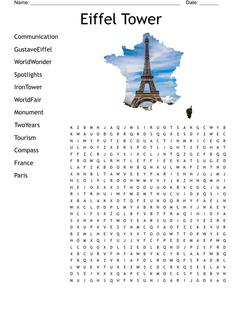 Eiffel Tower Word Search