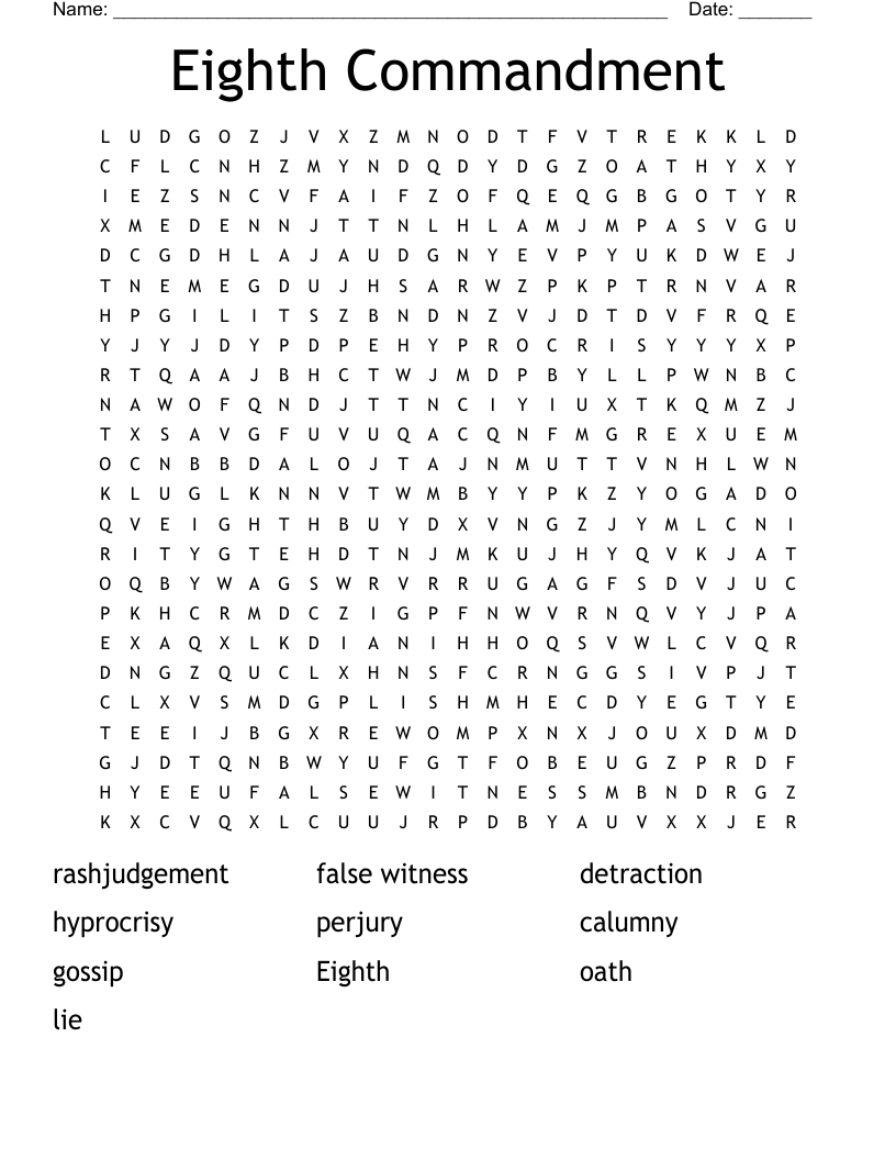 Eighth Commandment Word Search