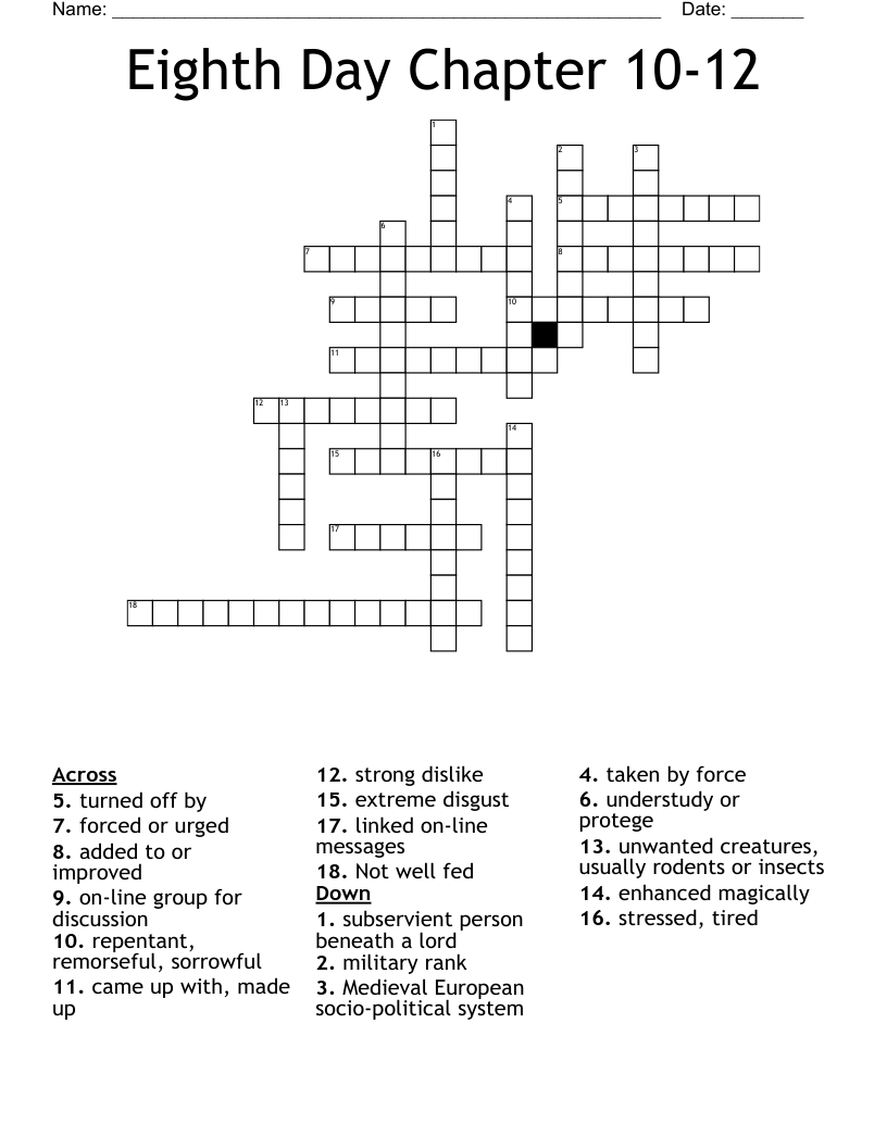 Eighth Day Chapter 10-12 Crossword