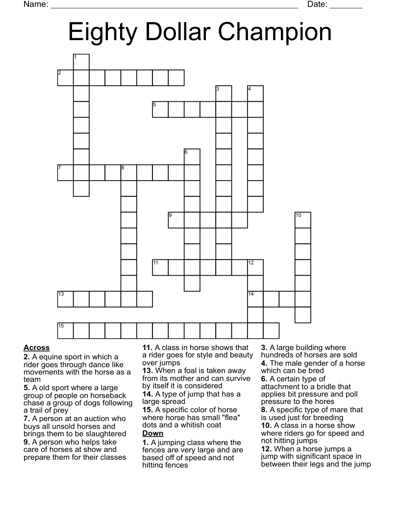 Eighty Dollar Champion  Crossword