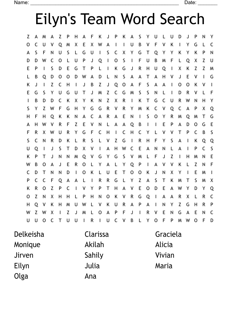 Eilyn's Team Word Search