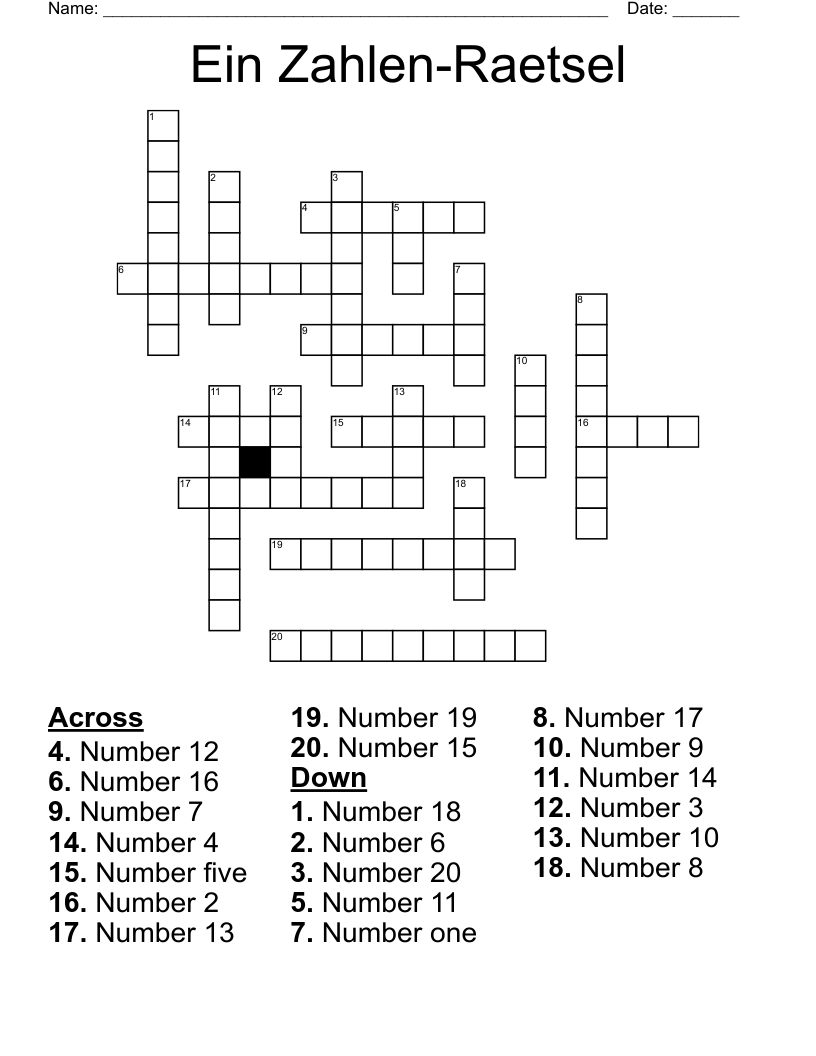 Ein Zahlen-Raetsel Crossword