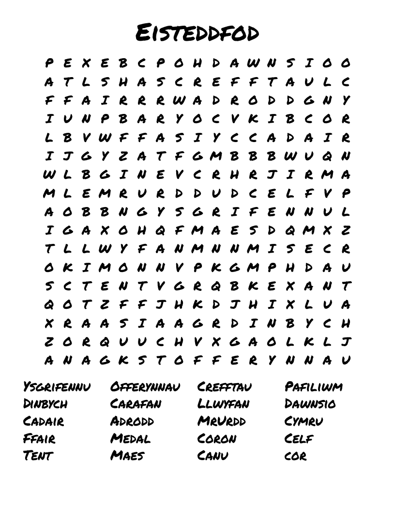 Eisteddfod Word Search