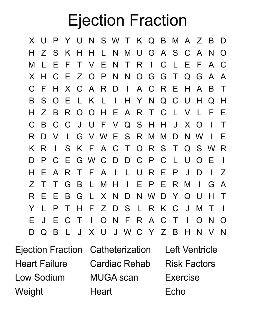 Ejection Fraction  Word Search
