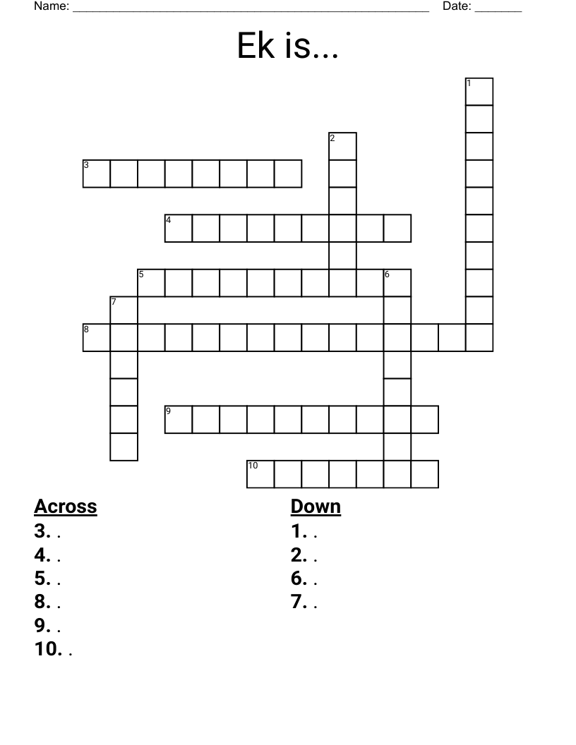 Ek is... Crossword