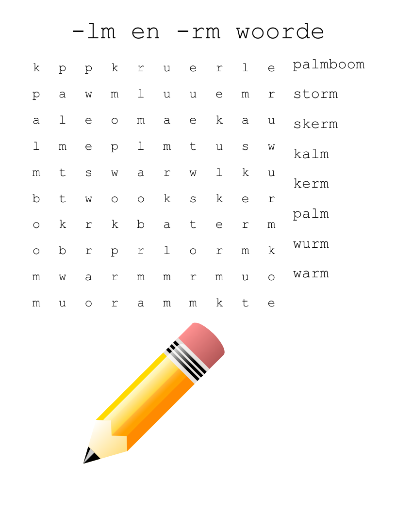 -lm en -rm woorde  Word Search