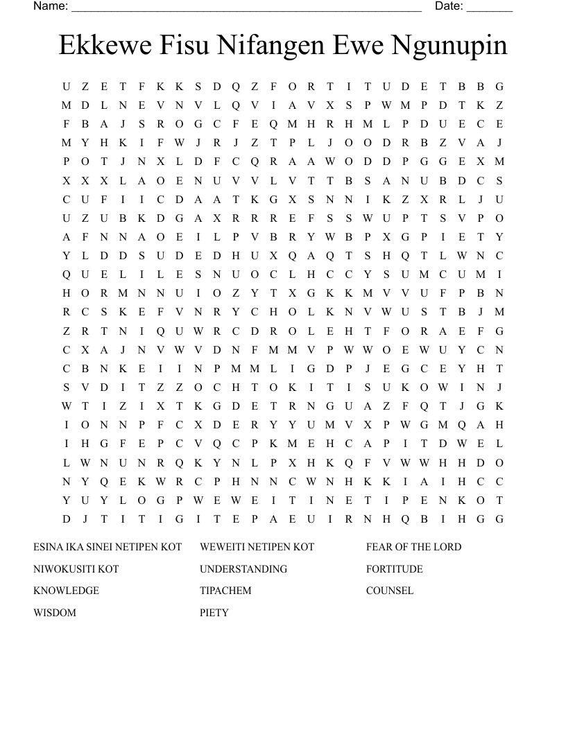 Ekkewe Fisu Nifangen Ewe Ngunupin Word Search