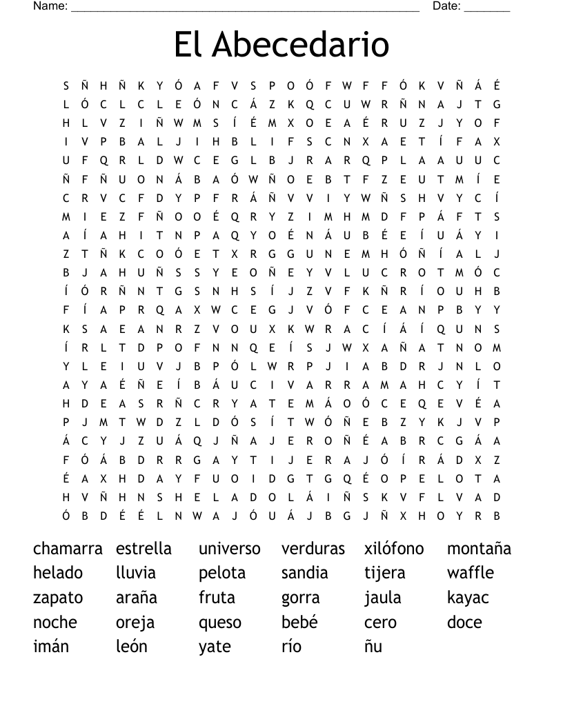 El Abecedario Word Search
