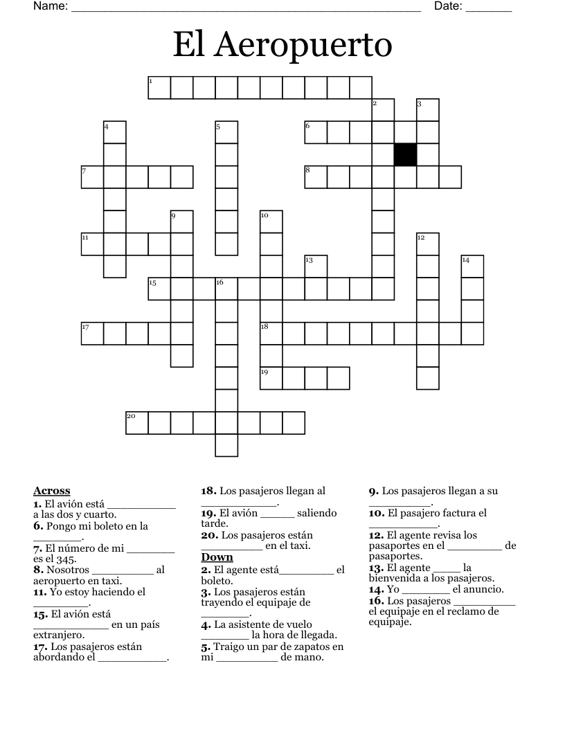 El Aeropuerto Crossword