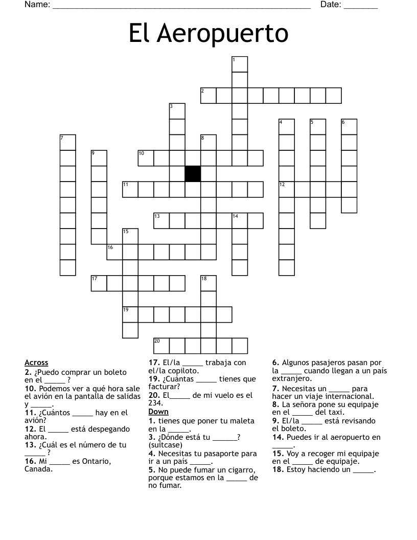 El Aeropuerto Crossword