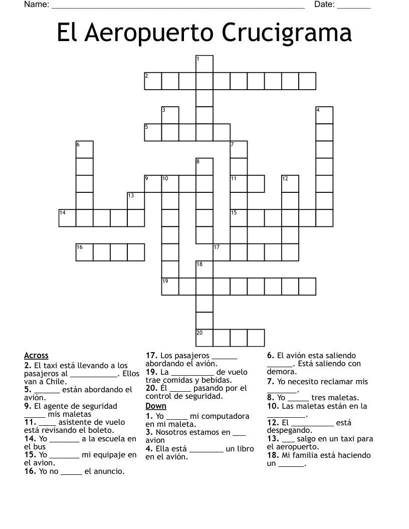 El Aeropuerto Crucigrama Crossword