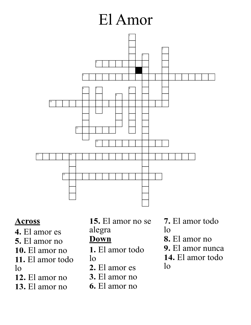 El Amor Crossword