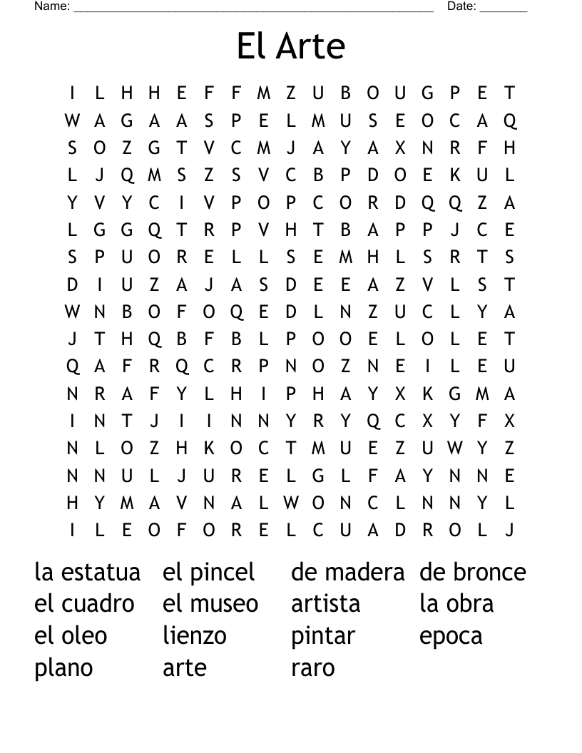 El Arte Word Search