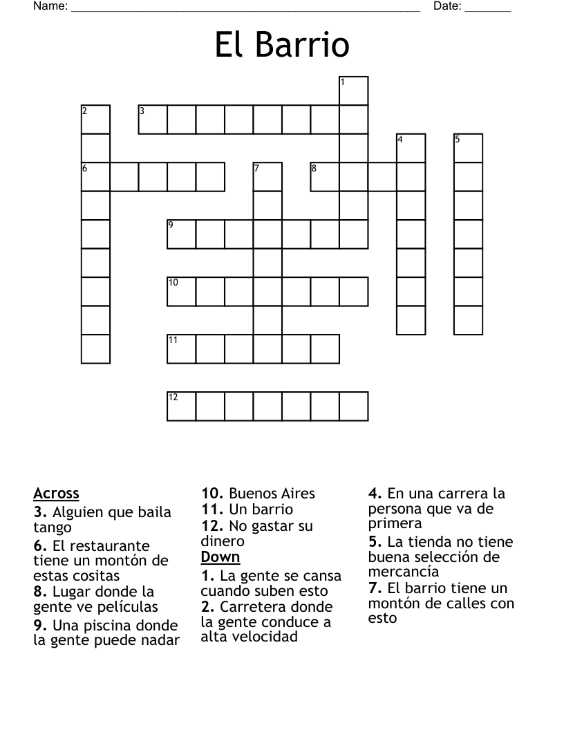 El Barrio Crossword
