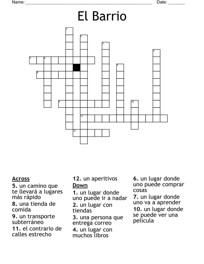 El Barrio Crossword