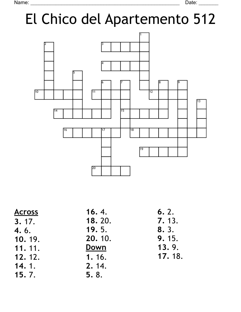 El Chico del Apartemento 512 Crossword