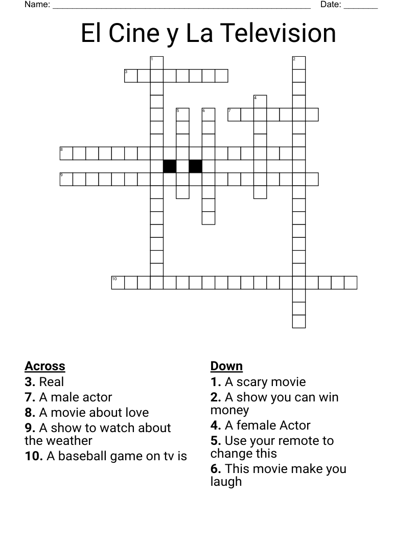 El Cine y La Television Crossword