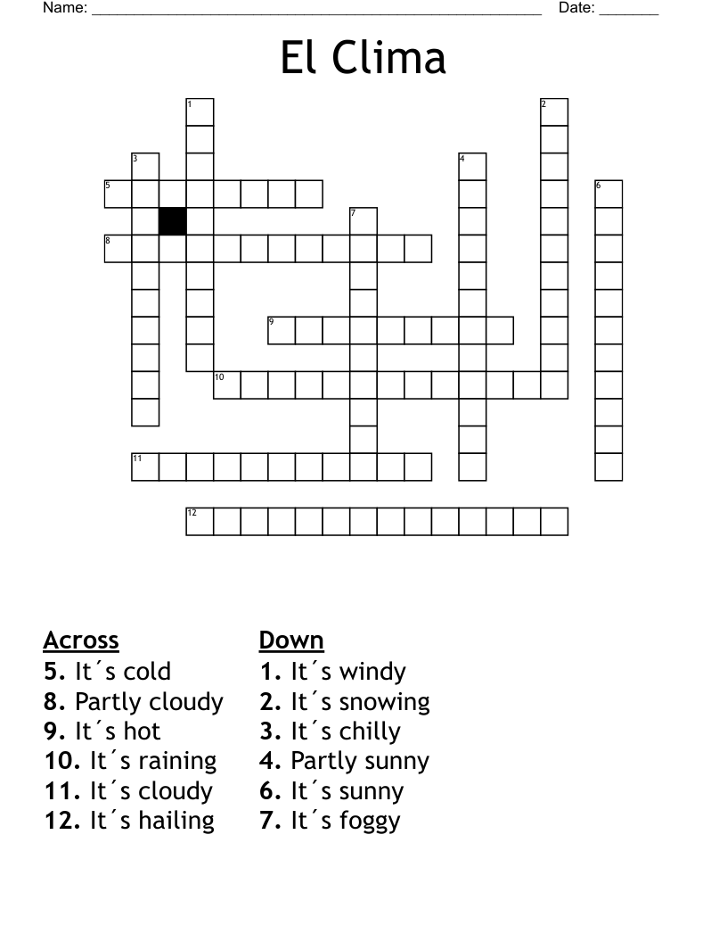 El Clima Crossword