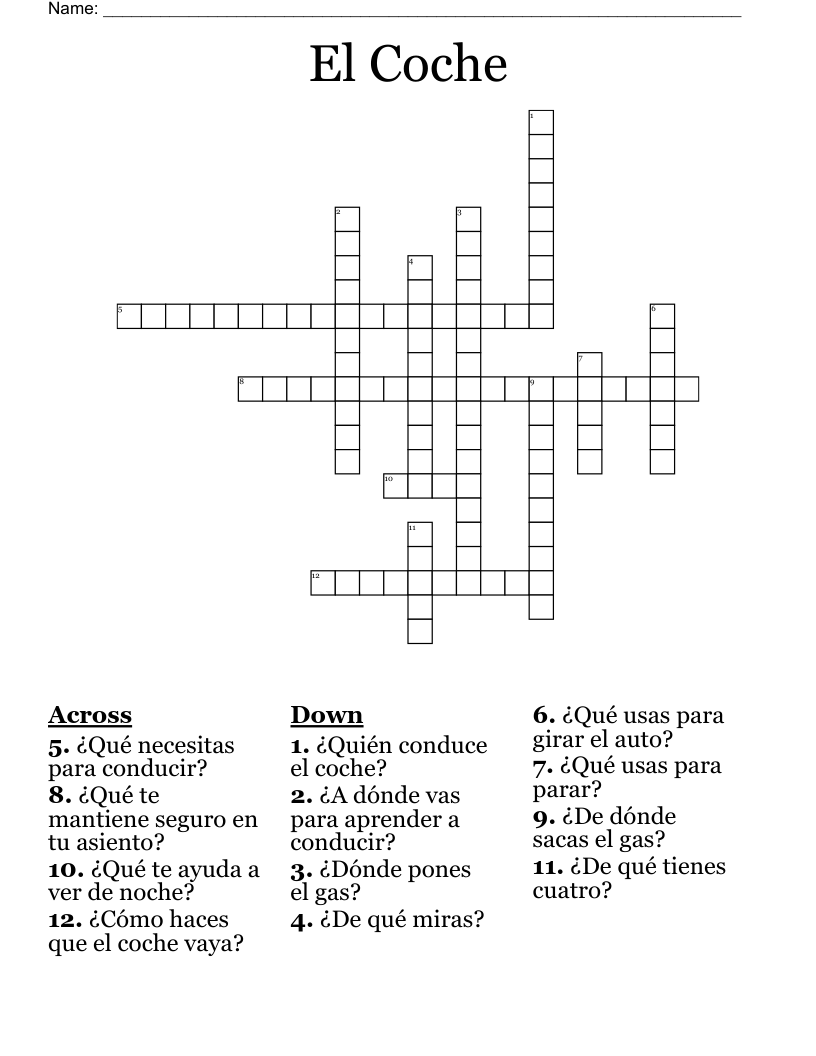 El Coche Crossword