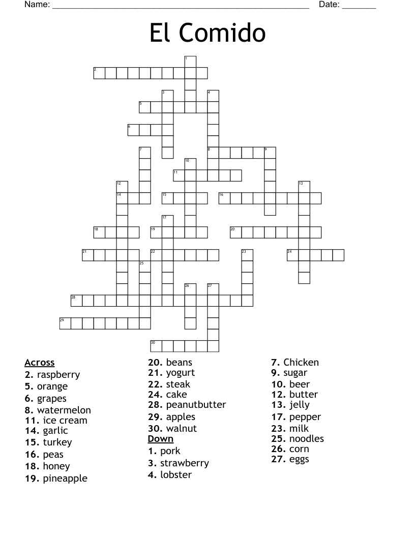 El Comido Crossword