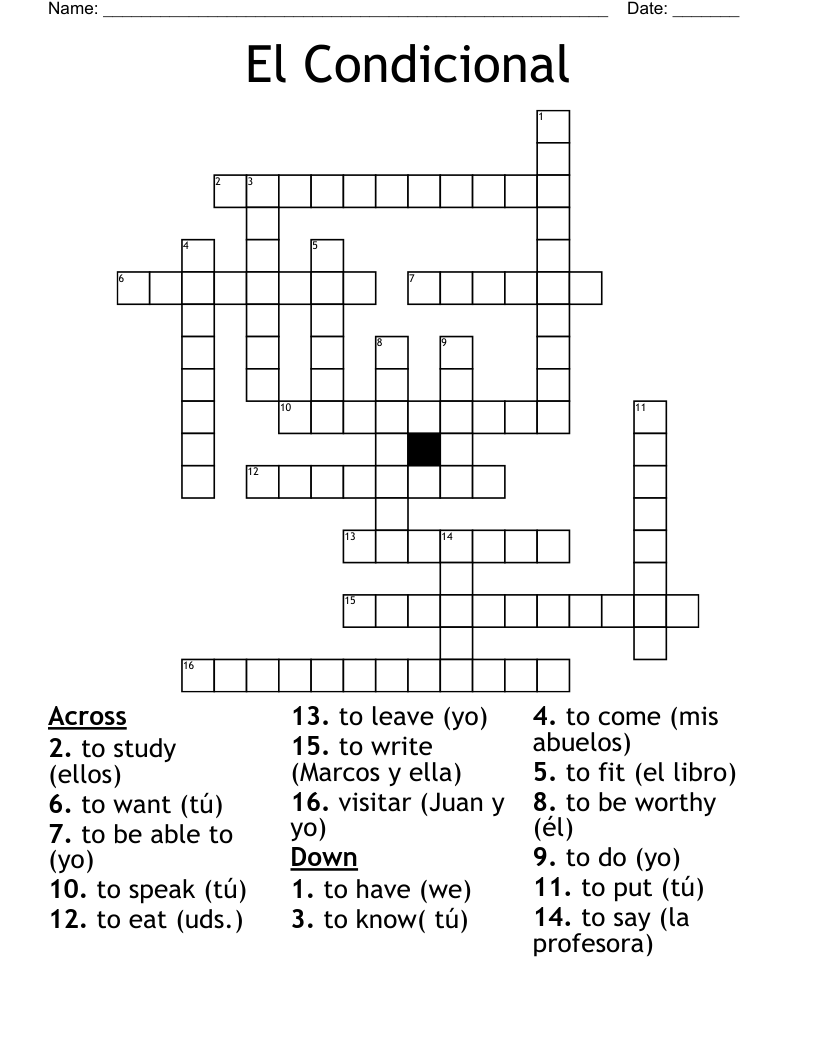 El Condicional Crossword