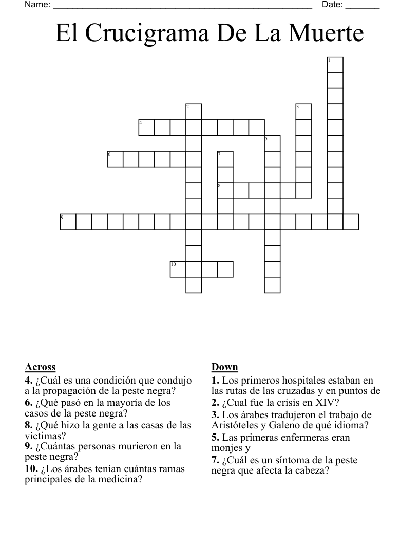 El Crucigrama De La Muerte Crossword