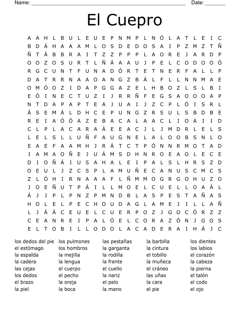 El Cuepro Word Search