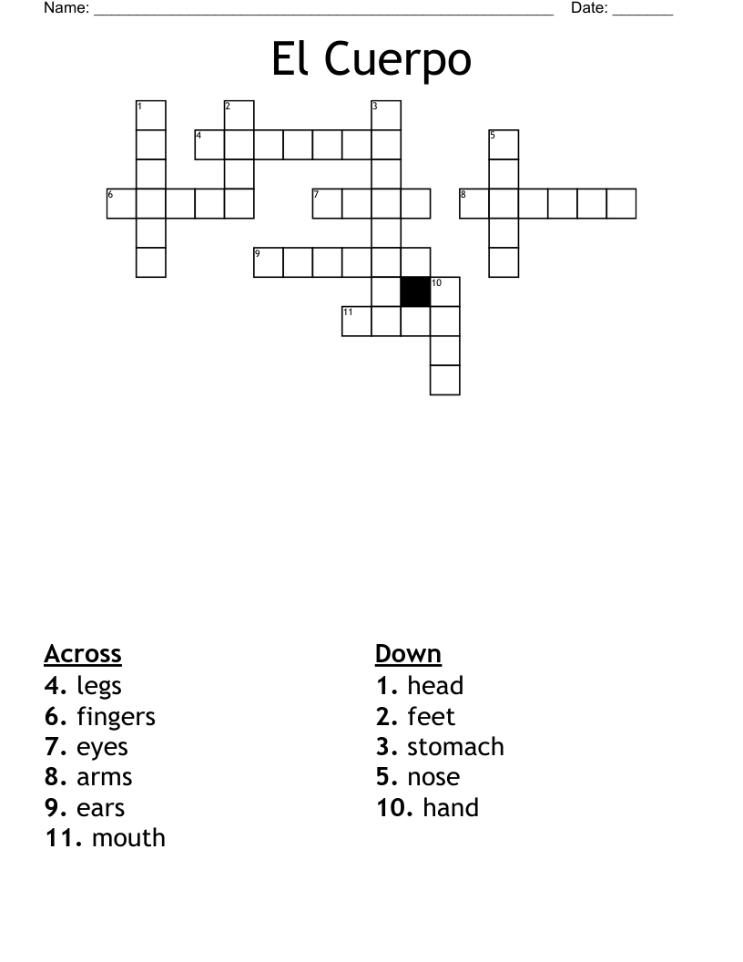 El Cuerpo Crossword