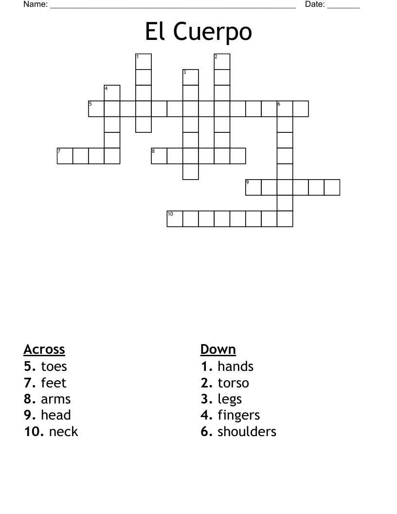 El Cuerpo Crossword