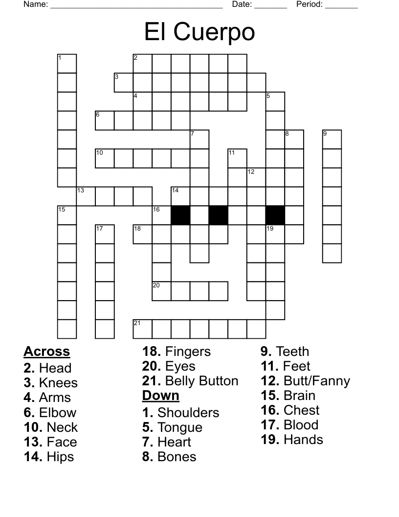 El Cuerpo Crossword