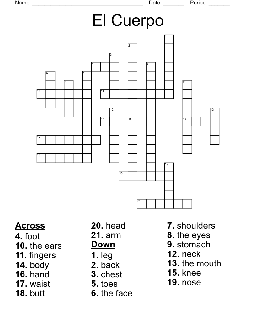 El Cuerpo Crossword