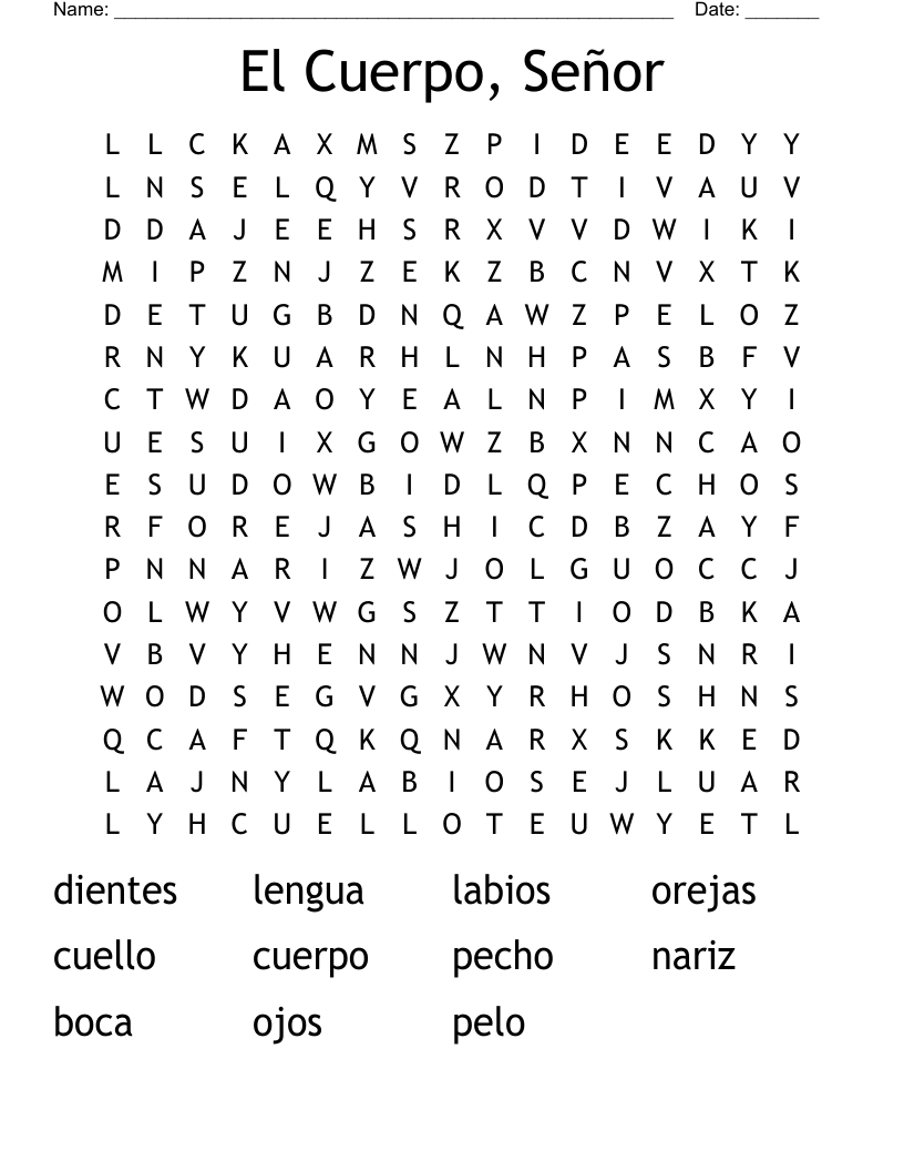 El Cuerpo, Señor Word Search