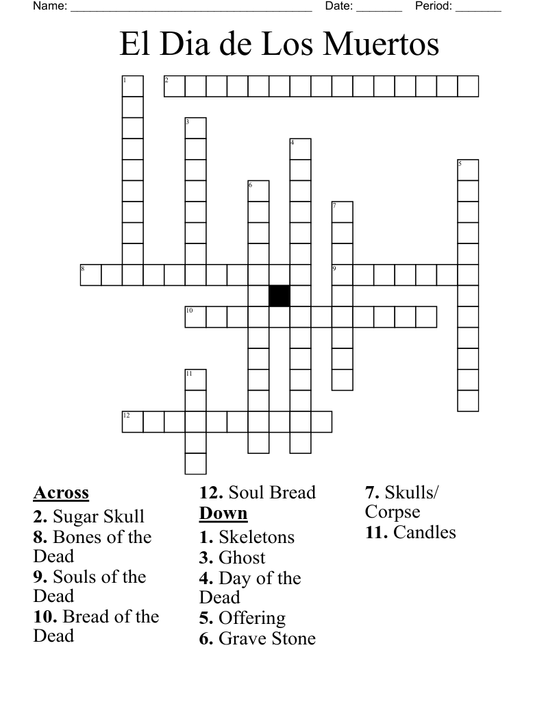 El Dia de Los Muertos Crossword